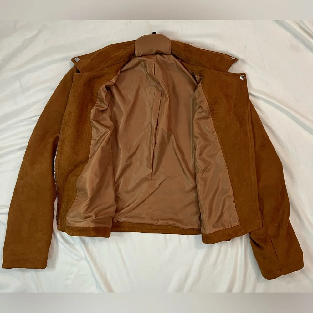 NWOT Brown Microsuede Motor Jacket - Picture 2 of 6